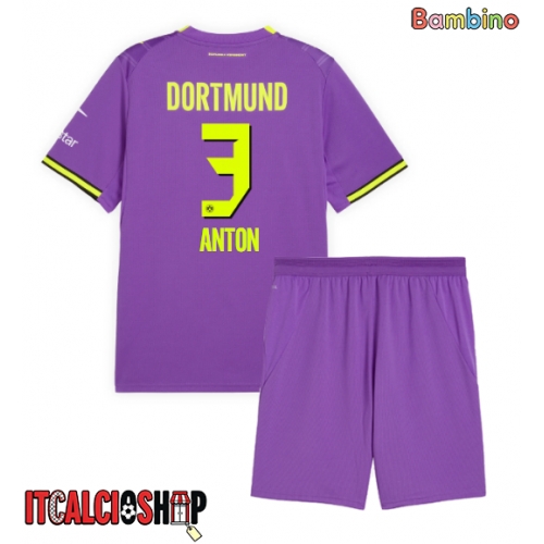Borussia Dortmund Waldemar Anton #3 Terza Maglia Bambino 2026-27 Manica Corta (+ Pantaloni corti)